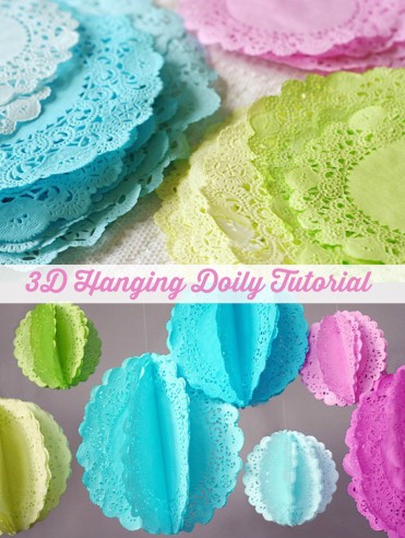 Learn how to dye gorgeous doilies and turn them into 3D party decor by Lisa Storms