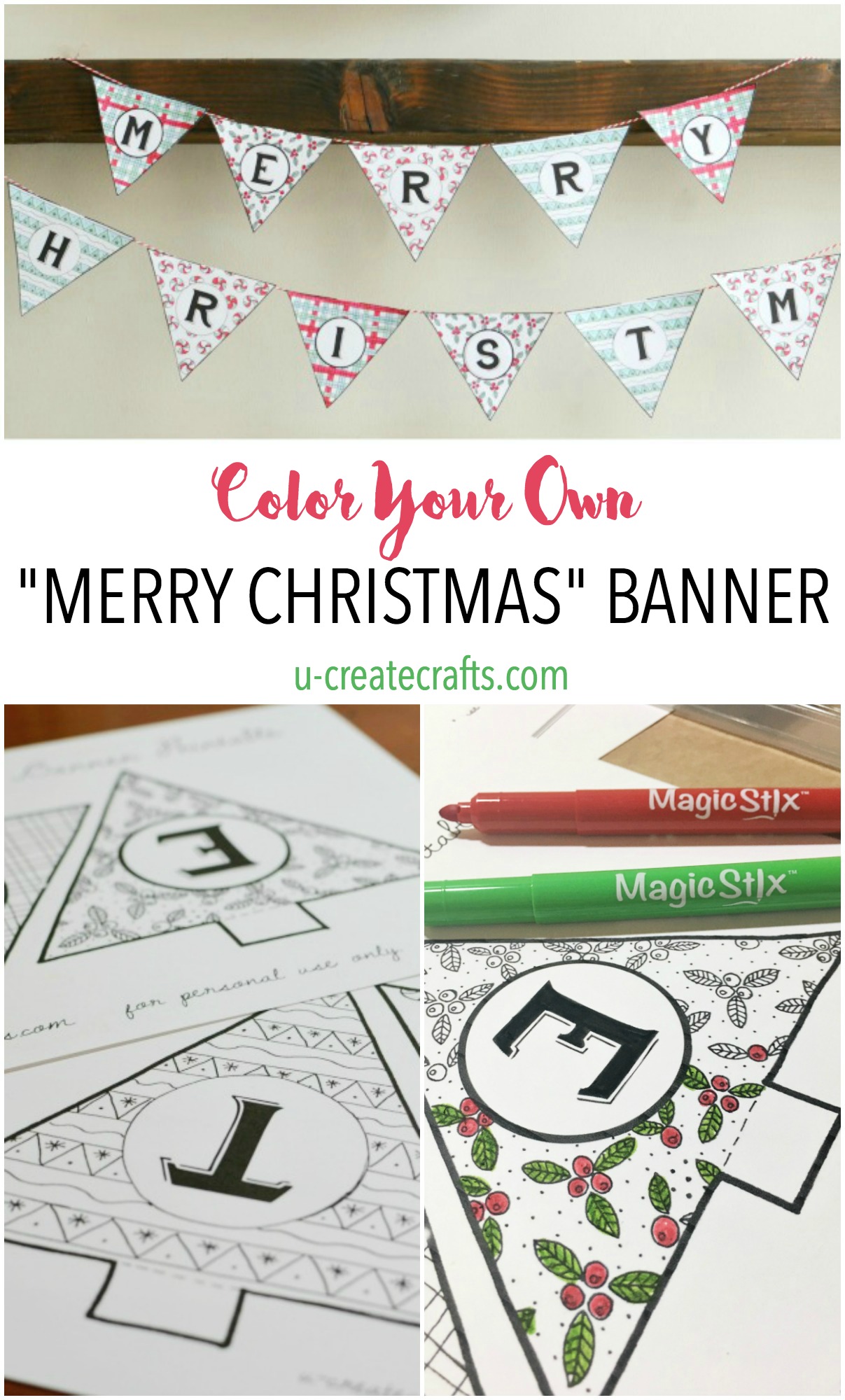 Free Printable "Color Your Own" Christmas Banner