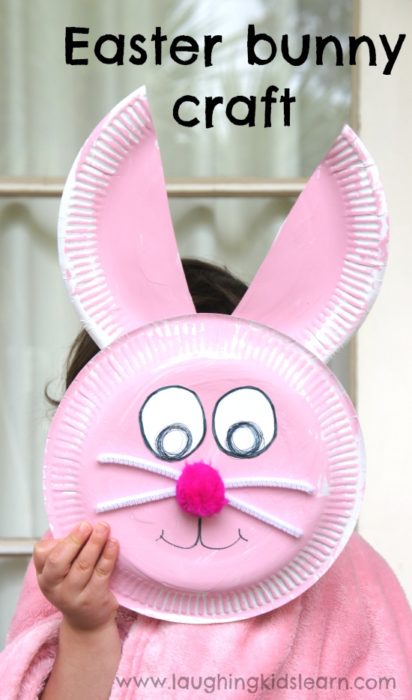 16 DIY Easter Crafts for Kids - Easter Bunny Paper Plate Craft by Laughing Kids Learn