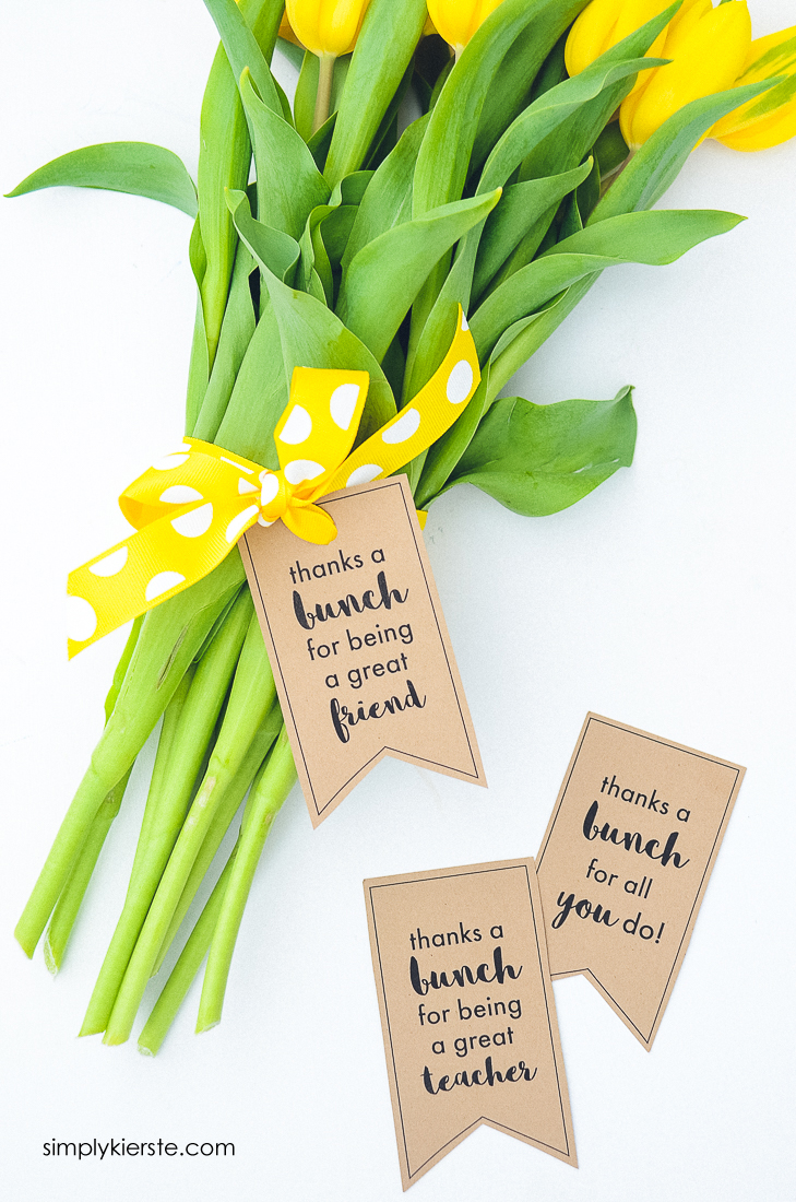 Thank You Gift ideas - tie a tag to favorite flowers for a simple, thoughtful gift!