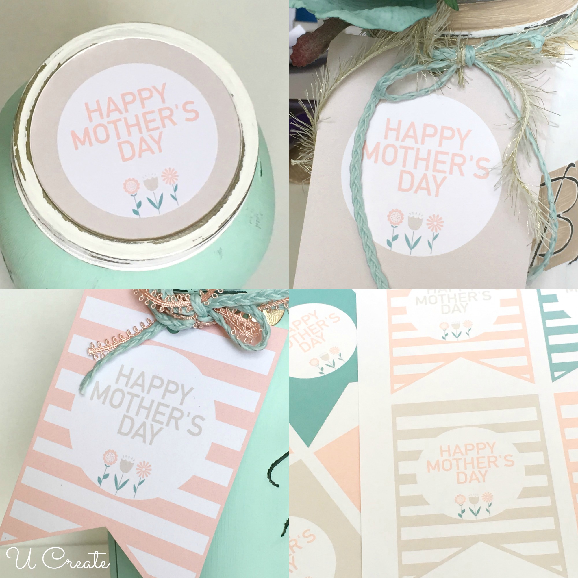 Free Printable Mother's Day Tags and Jar lids by U Create