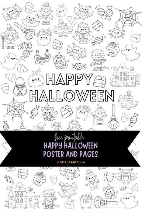 Happy Halloween coloring poster and pages by u create!