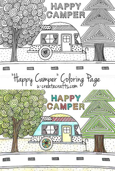 Happy Camper Free Coloring Page by U Create