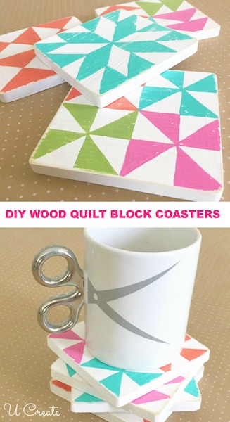 DIY Wood Quilt Block Coasters by U Create