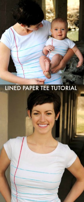 Lined Paper Tee Tutorial by Maybe Matilda