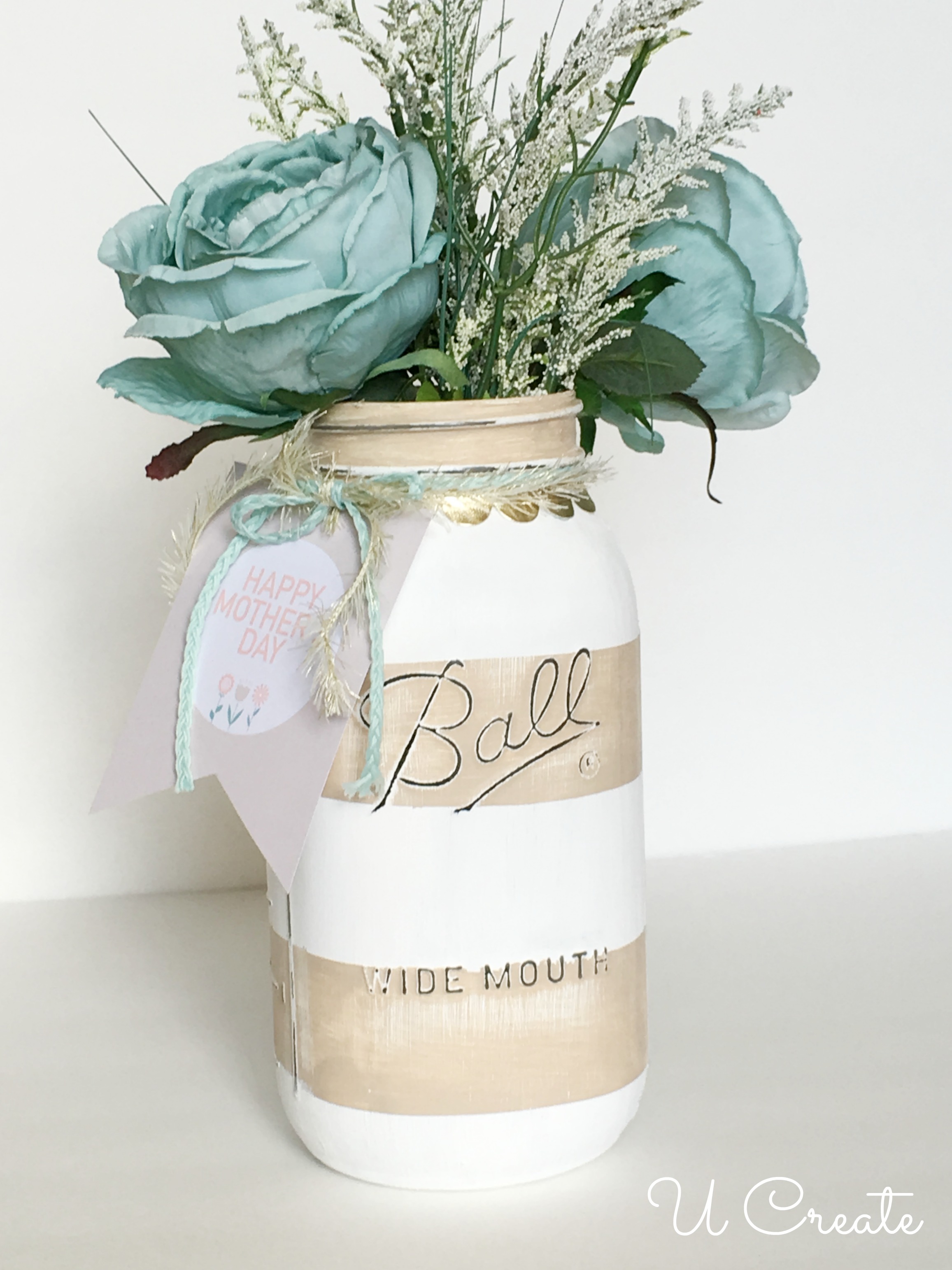 DIY Mother's Day Mason Jar Vase Tutorial by U Create