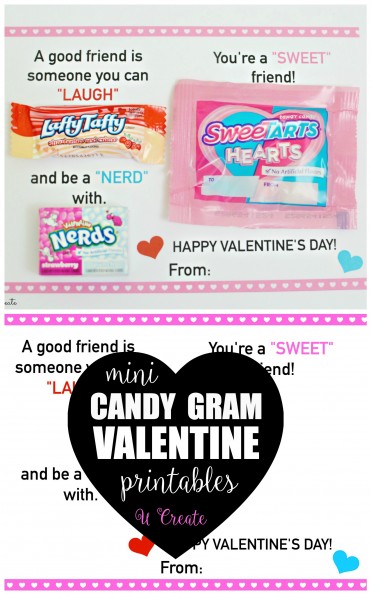 Mini Candy Gram Valentine Printables by U Create