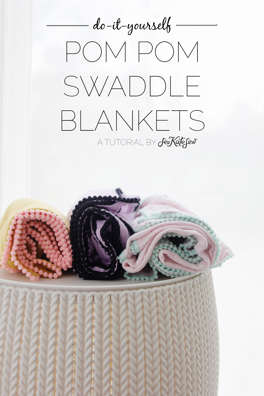 Pom Pom Swaddle Blanket Tutorial by See Kate Sew