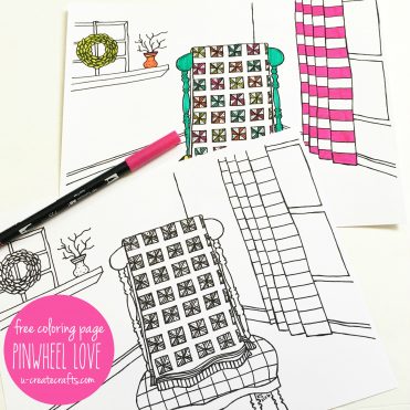 Quilt Coloring Page - Pinwheel Love - u-createcrafts.com
