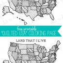 Free Coloring Page by U Create - "Quilted USA"