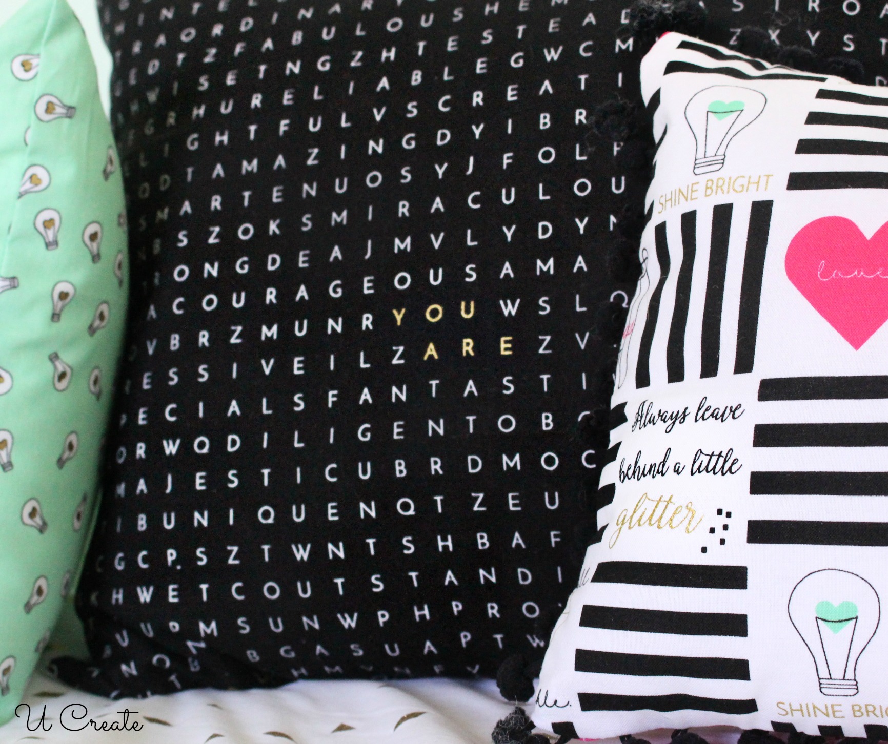 Pillow Cover using word search fabric!