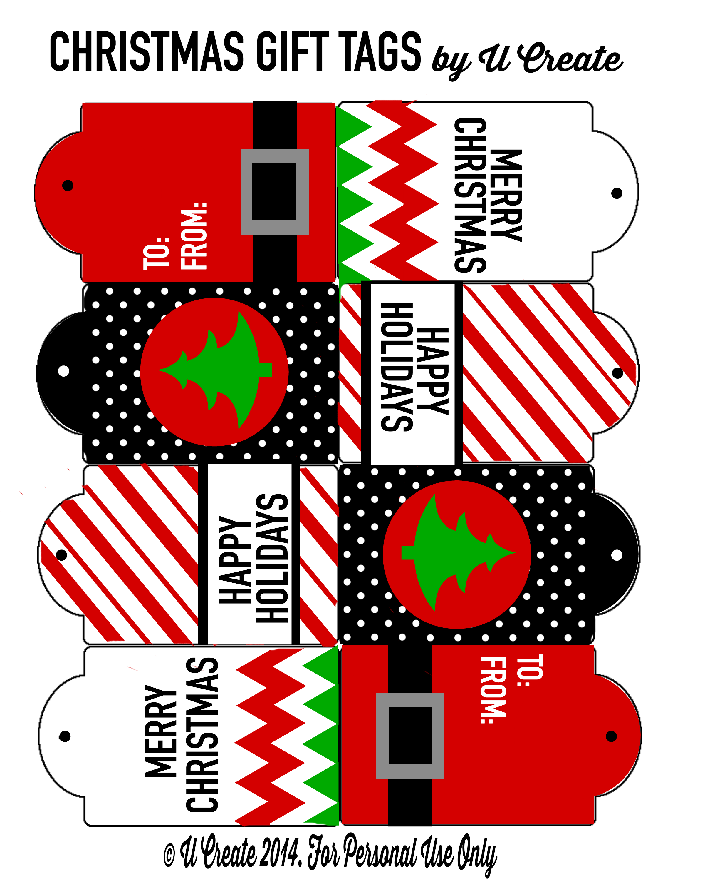Christmas Gift Tag Printables by U Create