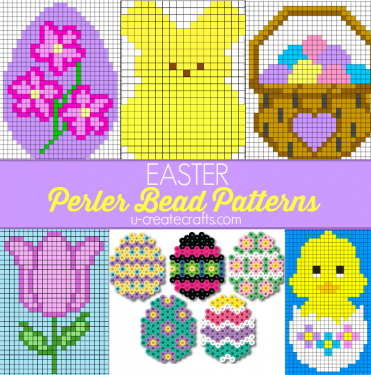 Easter Perler Bead Patterns for Kids - great for stitching patterns, too!