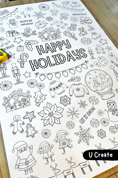 Happy Holidays Coloring Poster by U Create