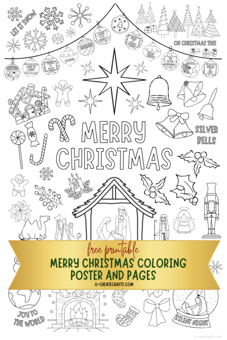 Merry Christmas Coloring Poster and Pages by U Create