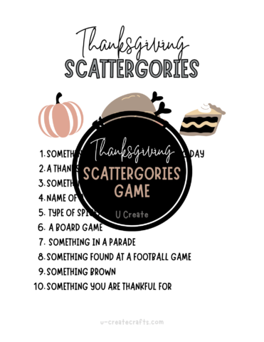 Thanksgiving Scattegories free download at U Create