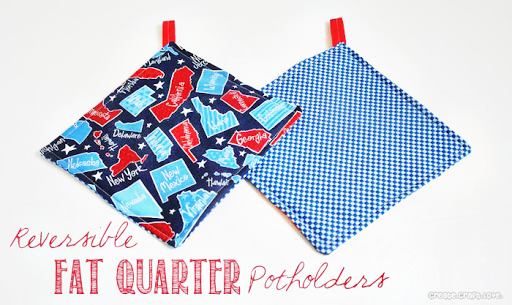 Reversible Fat Quarter Potholders by Create. Craft. Love.  #tutorial