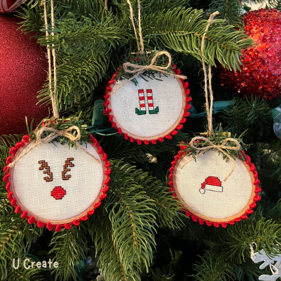 Set of three Christmas ornaments! Free embroidery patterns by U Create