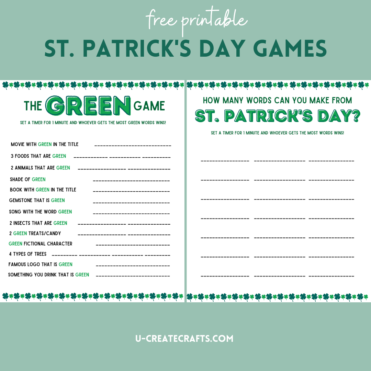 St. Patrick's Day printable games - by U Create