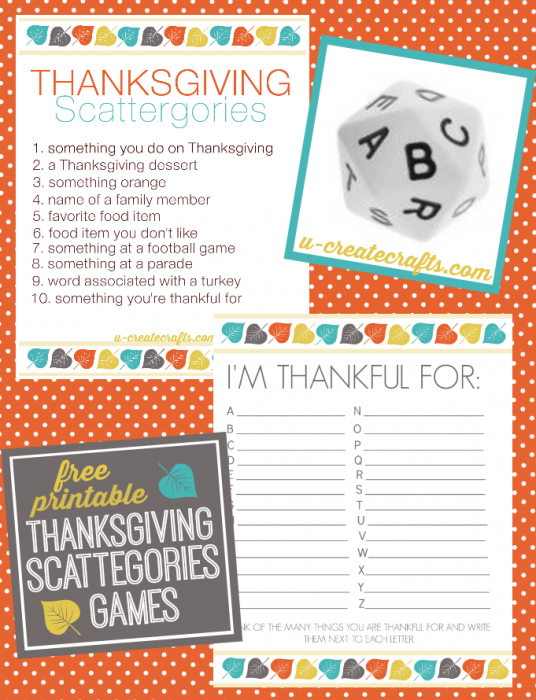 Thanksgiving Scattegories Free Printable Games - u-createcrafts.com