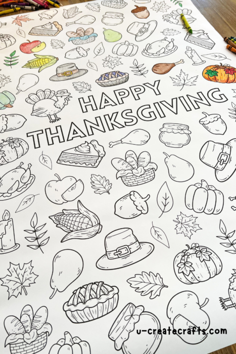 Happy Thanksgiving Coloring poster and coloring page by U Create